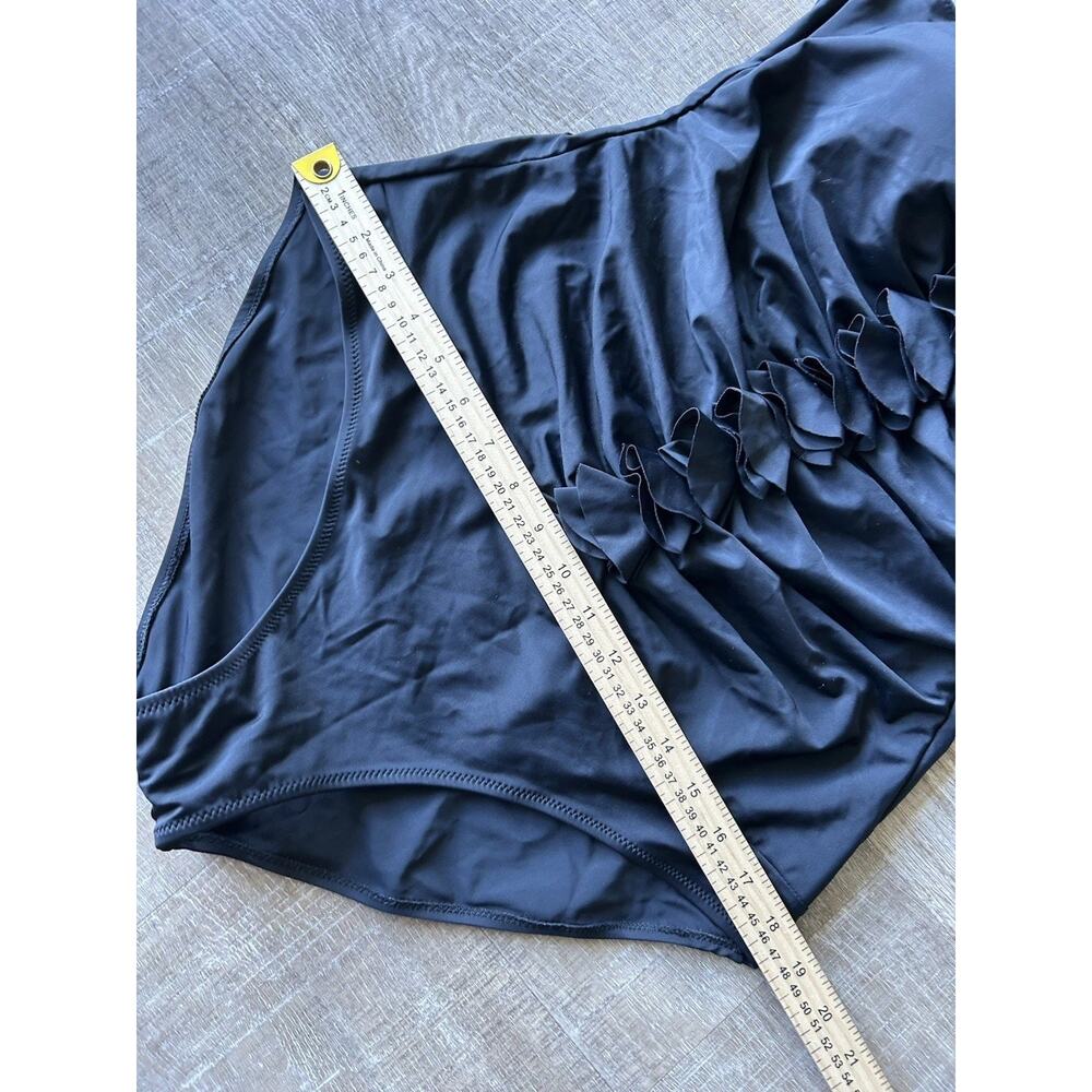 ▶️ Black One Piece Swimsuit Womens 22 Plus Ruffle Bandeau Convertible Resort NWT - Picture 13 of 14